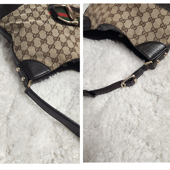 Gucci Monogram Canvas Web Horsebit Hasler Hobo Bag - Picture 9 of 14